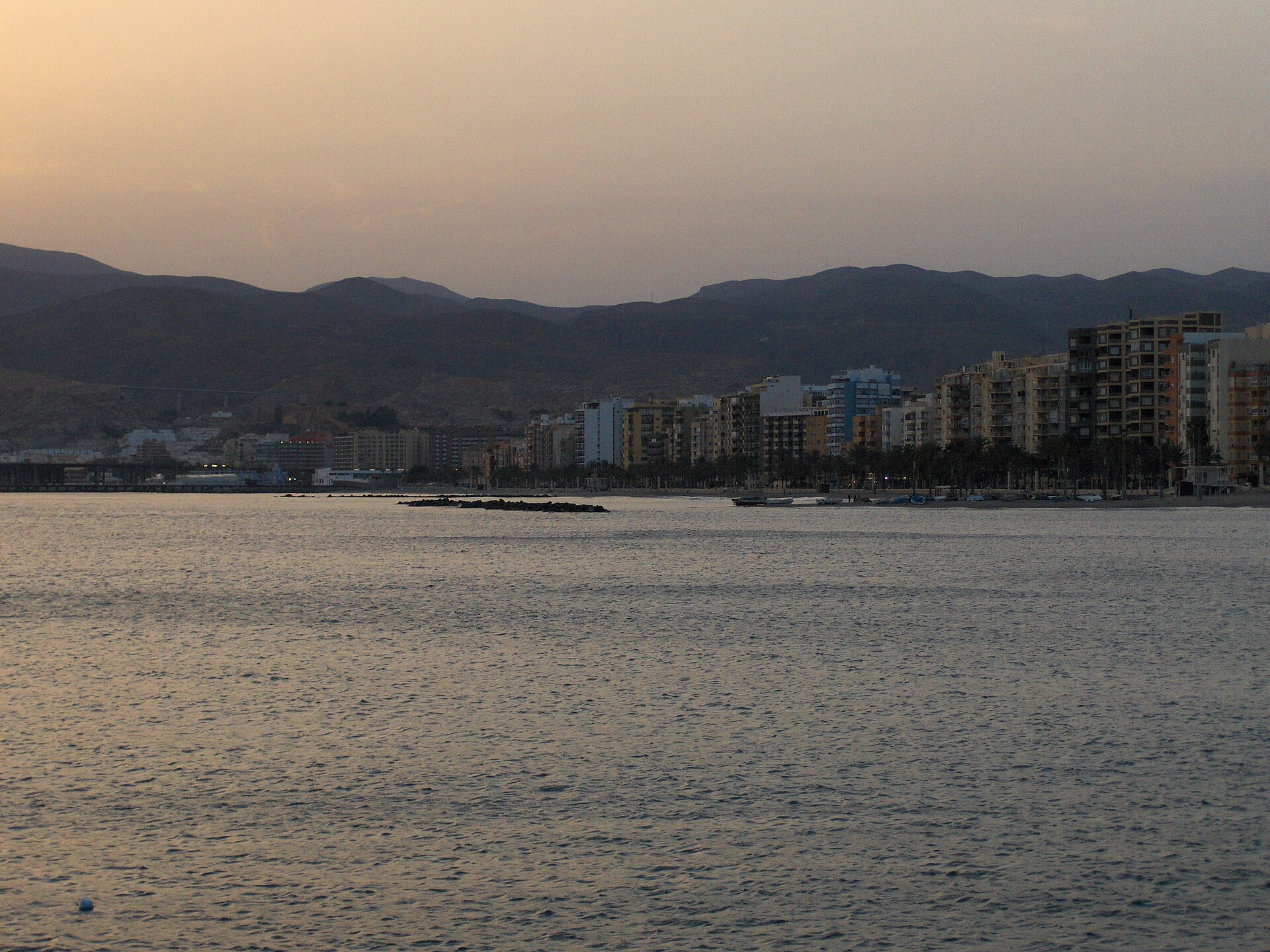 Almería seafront and city lights at dusk, Almería, Andalucía | Andaluciatours