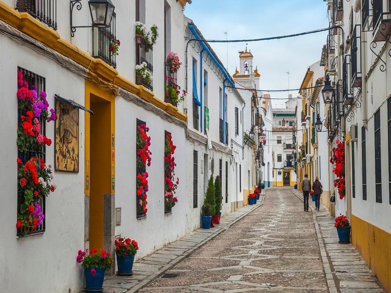 Cobblestone street, european architecture, flower pots – Córdoba, Córdoba province, Andalucía | Andaluciatours