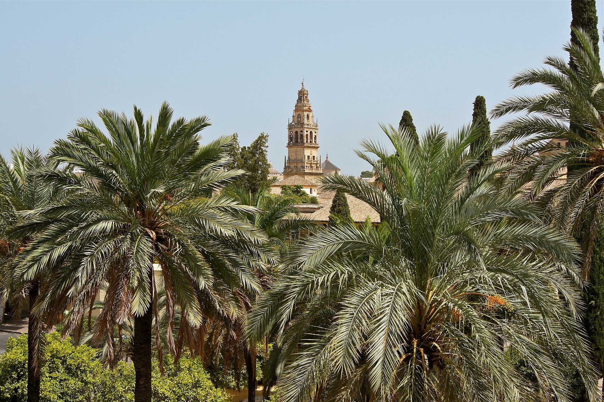 Bell tower, former minaret, gardens – Mosque-Cathedral seen from the Alcázar, Córdoba city, Córdoba province, Andalucía | Andaluciatours