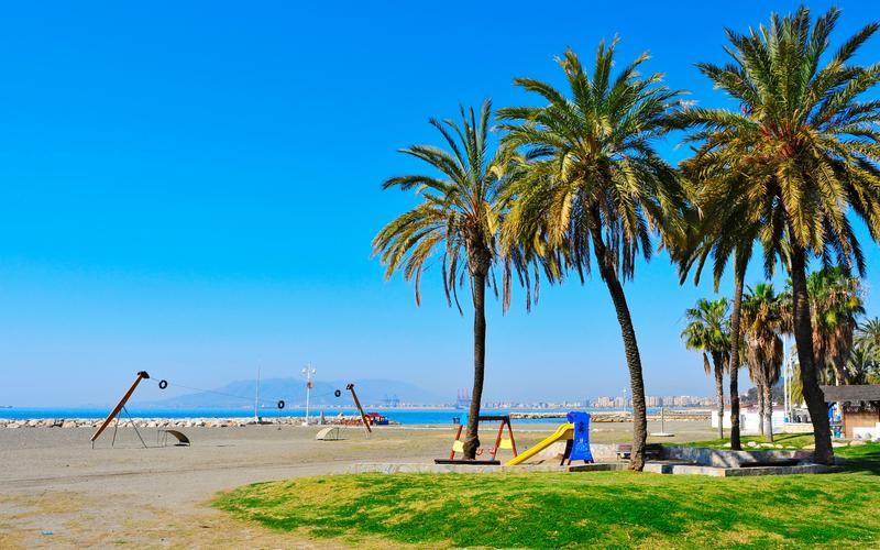Beach, palms, playground – Playas del Palo, Málaga City, Málaga | Andaluciatours